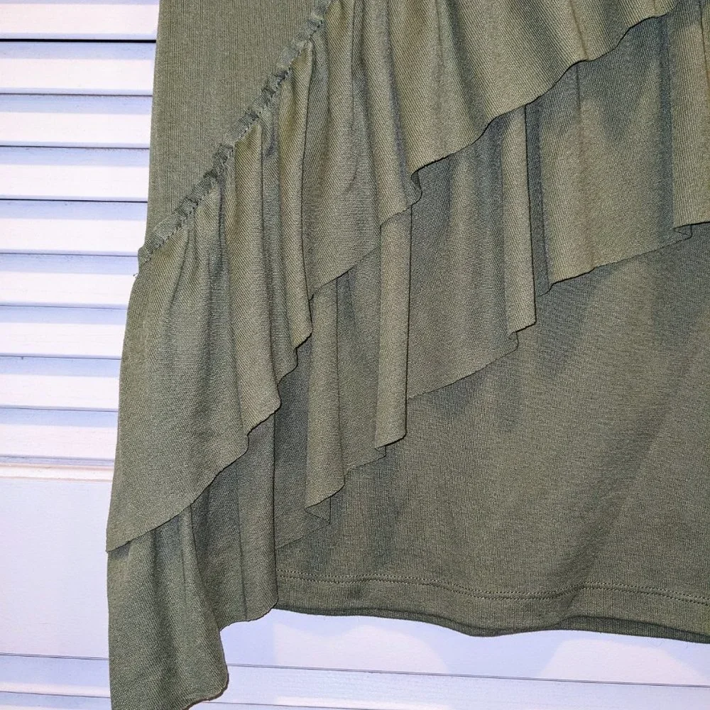 EUC J Crew Women's Drapey Two Tier Ruffle Tank Top Size XS Green Spring Preppy - Picture 3 of 9